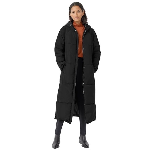 ellos Women's Plus Size Maxi Side-Zip Puffer - 18, Black