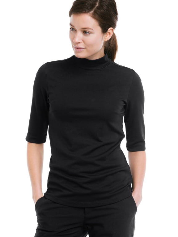 Women's Plus Size Mock Neck Tee - S, Black