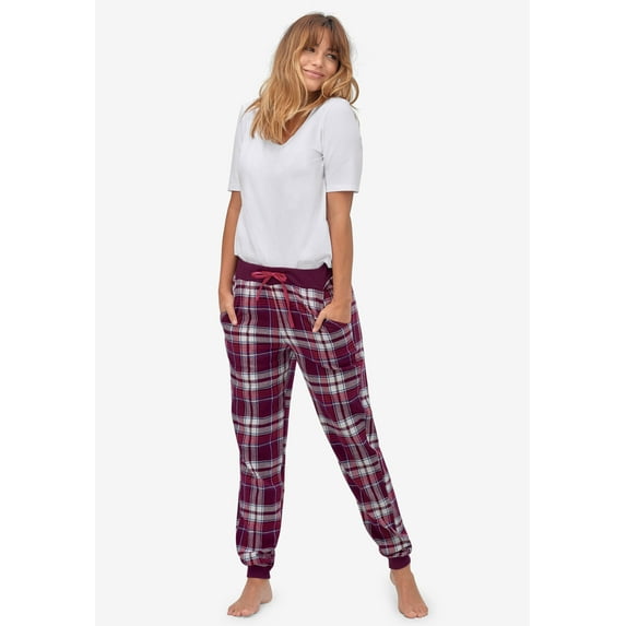 ellos Women's Plus Size Plaid Flannel Sleep Pants - 5X, Midnight Berry Plaid