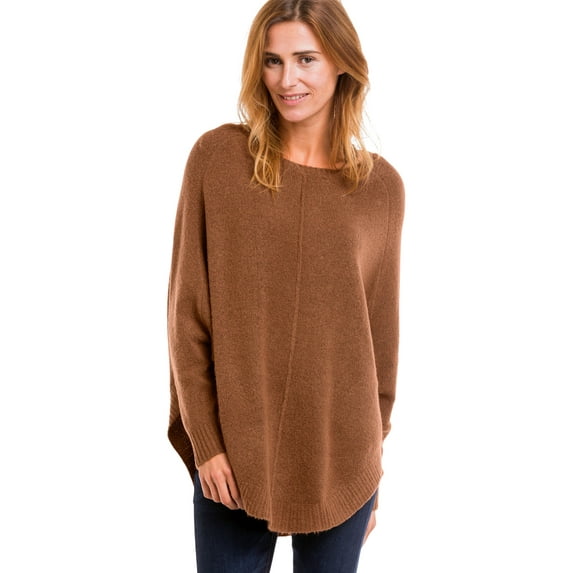 ellos Women's Plus Size Poncho Sweater - 34/36, Chestnut Brown