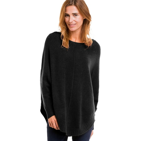 ellos Women's Plus Size Poncho Sweater - 38/40, Black