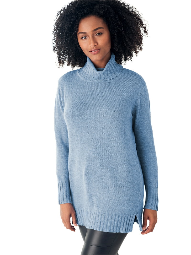 ellos Women's Plus Size Ribbed Turtleneck Tunic Sweater 34/36