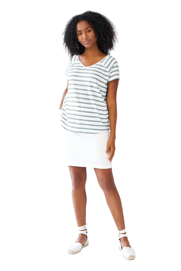 Plus Size Cotton Jersey Slub V-Neck Short Sleeve Relaxed Tee