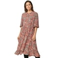thumbnail image 1 of ellos Women's Plus Size Ruffled Empire Dress - 10/12, Rose Multi Floral, 1 of 3