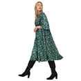 thumbnail image 1 of ellos Women's Plus Size Ruffled Empire Dress - 14/16, Black Green Ditsy Floral, 1 of 4