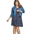 thumbnail image 1 of ellos Women's Plus Size Short Sleeve A-Line Knit Dress - 26/28, Navy Print, 1 of 4