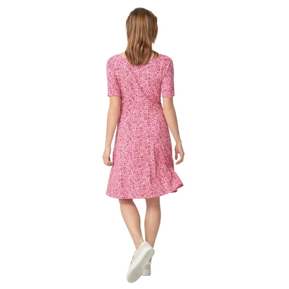 ellos Women's Plus Size Short Sleeve Fit & Flare Dress - 26/28, Pink Ditsy Floral