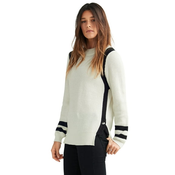 ellos Women's Plus Size Side Stripe Mockneck Sweater - 22/24, Ivory