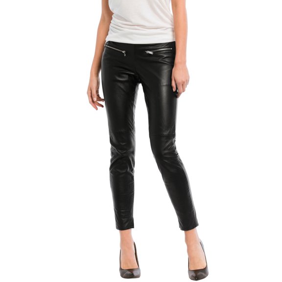 ellos Women's Plus Size Skinny Leather Pants - 12, Black