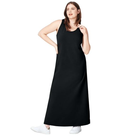 ellos Women's Plus Size Sleeveless Knit Maxi Dress - 18/20, Black
