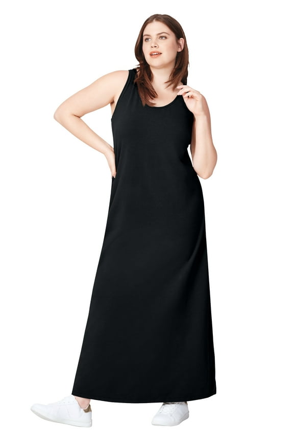 Women's Plus Size Sleeveless Knit Maxi Dress - 22/24, Black