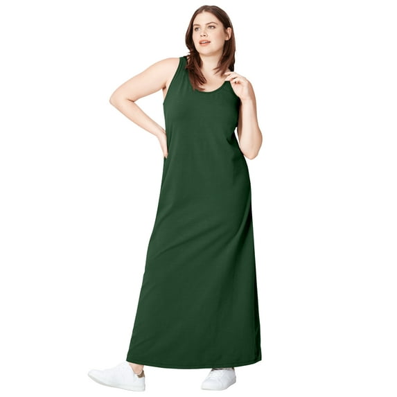 ellos Women's Plus Size Sleeveless Knit Maxi Dress - 22/24, Midnight Green