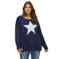 thumbnail image 1 of ellos Women's Plus Size Star Applique Sweater - 5X, Navy Ivory, 1 of 3