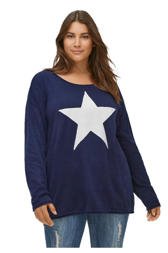Plus Size Star Applique Sweater