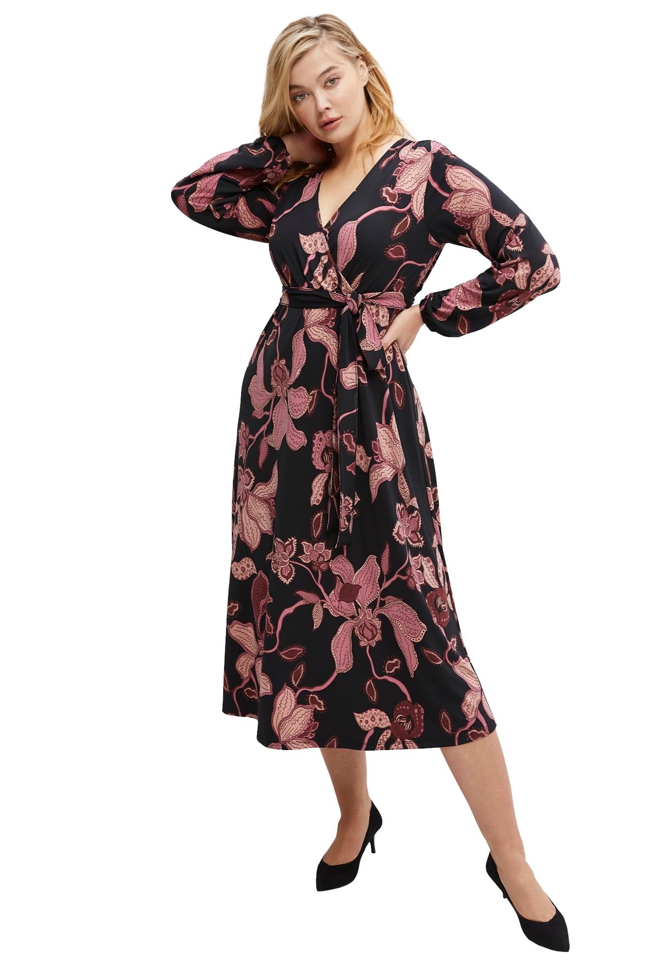 floral midi dress size 16 Plus Size Floral Smocked Midi Dress