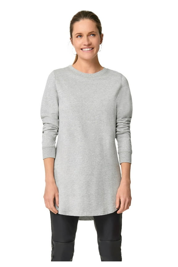 Women's Plus Size Sweatshirt Tunic With Shirttail Hem - 18/20, Heather Grey