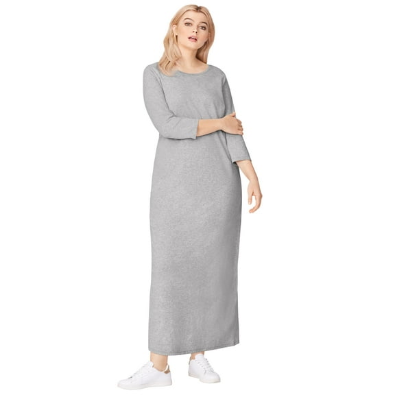 ellos Women's Plus Size Three-Quarter Sleeve Knit Maxi Dress