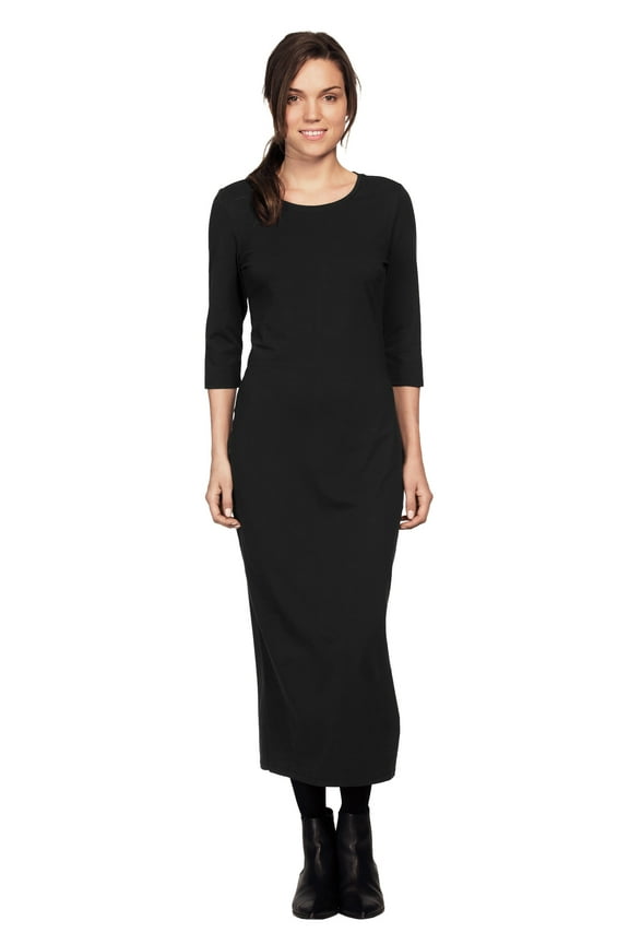 Women's Plus Size Three-Quarter Sleeve Knit Maxi Dress