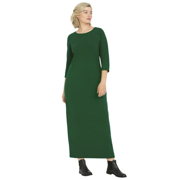 ellos Women's Plus Size Three-Quarter Sleeve Knit Maxi Dress