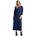 thumbnail image 1 of ellos Women's Plus Size Three-Quarter Sleeve Knit Maxi Dress, 1 of 5