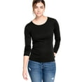 thumbnail image 1 of ellos Women's Plus Size Three-Quarter Sleeve Scoop Neck Tee - 14/16, Black, 1 of 4