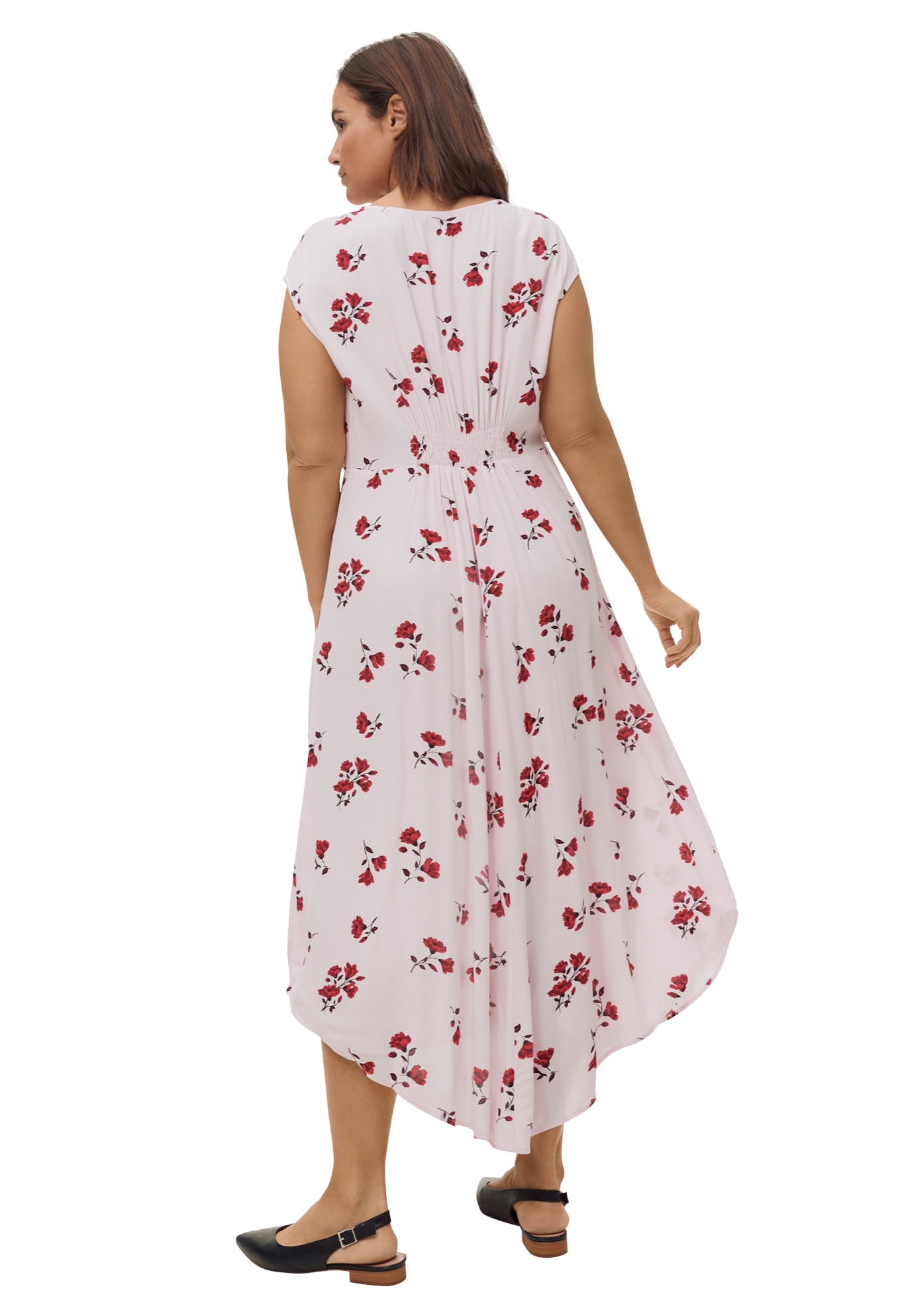maxi dress size 20 ellos Women's Plus Size Tie-Front Maxi Dress - 20, Pink Frost Floral