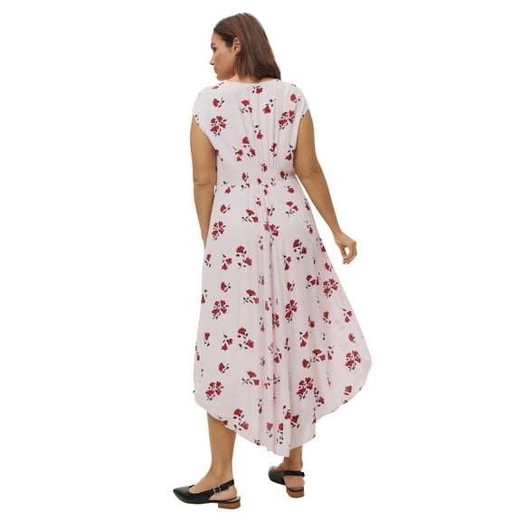 ellos Women's Plus Size Tie-Front Maxi Dress - 26, Pink Frost Floral