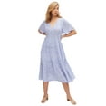 thumbnail image 1 of ellos Women's Plus Size Tiered Midi Dress With Surplice Neckline - 16, French Blue Ditsy Floral, 1 of 4