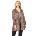thumbnail image 1 of ellos Women's Plus Size Tiered Tunic With Notch V-Neck - 10/12, Rose Multi Print, 1 of 2