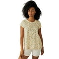 thumbnail image 1 of ellos Women's Plus Size Trapeze Knit Tee - 10/12, Orchid Pink Yellow Floral, 1 of 6