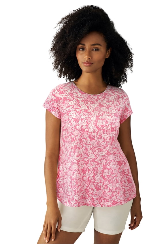 Plus Size Cotton Jersey Slub Cap Sleeve Trapeze Tee