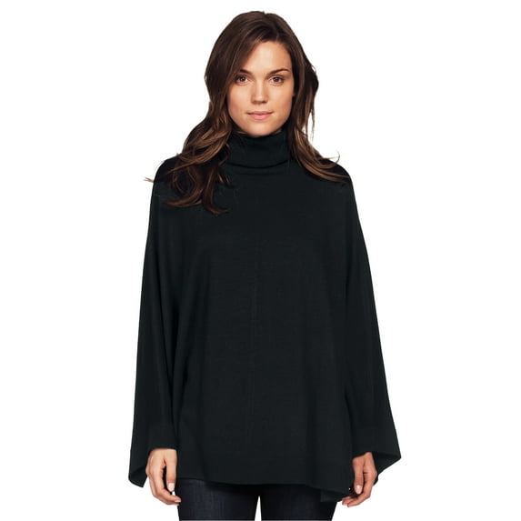 ellos Women's Plus Size Turtleneck Poncho Sweater - S/1X, Black