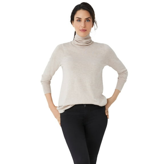 ellos Women's Plus Size Turtleneck Sweater - 30/32, Heather Sand