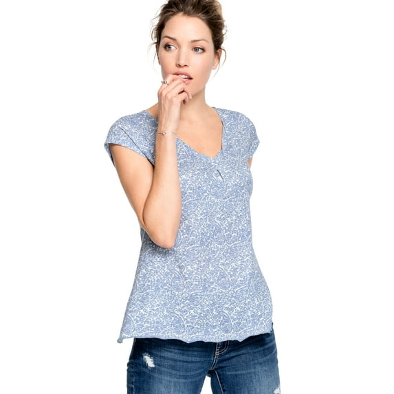 ellos Women's Plus Size Twisted V-Neck Tee - 5X, Blue Paisley Print