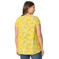 thumbnail image 1 of ellos Women's Plus Size Twisted V-Neck Tee - 5X, Primrose Yellow Floral, 1 of 6