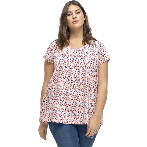 ellos Women's Plus Size Twisted V-Neck Tee