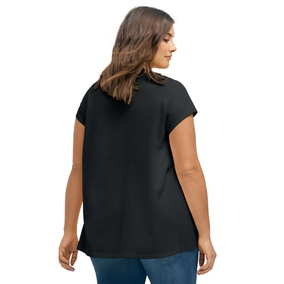 ellos Women's Plus Size Twisted V-Neck Tee