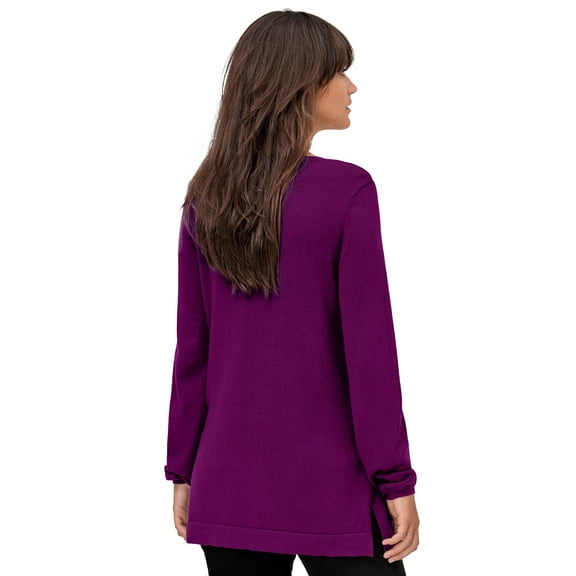 ellos Women's Plus Size V-Neck Sweater Tunic - 10/12, Boysenberry