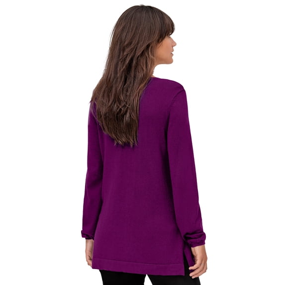 ellos Women's Plus Size V-Neck Sweater Tunic - 10/12, Boysenberry