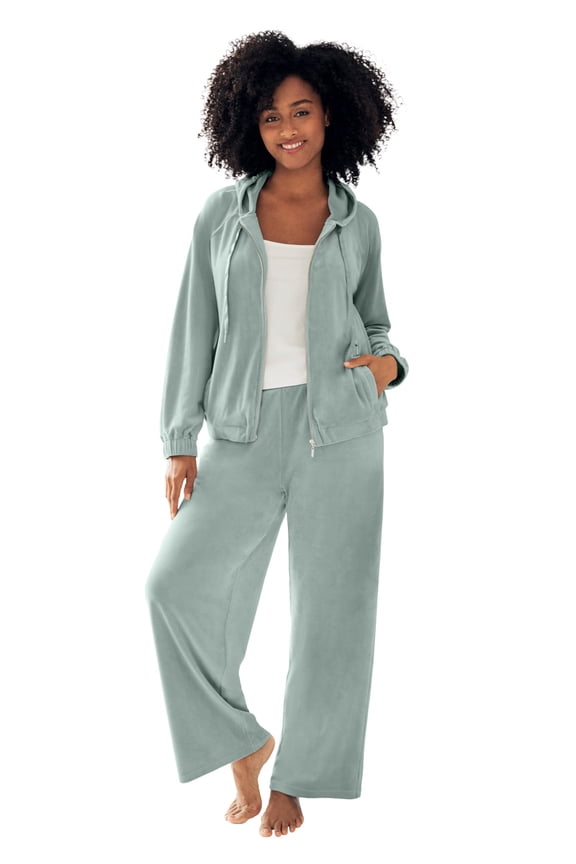 Women's Plus Size Velour Hooded Sweatshirt - 14/16, Fig