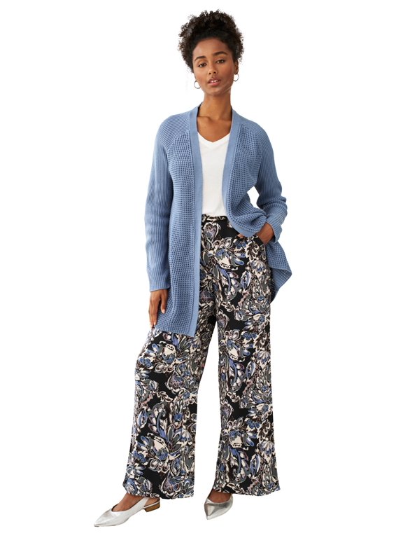 Women's Plus Size Wide-Leg Soft Pants With Back Elastic