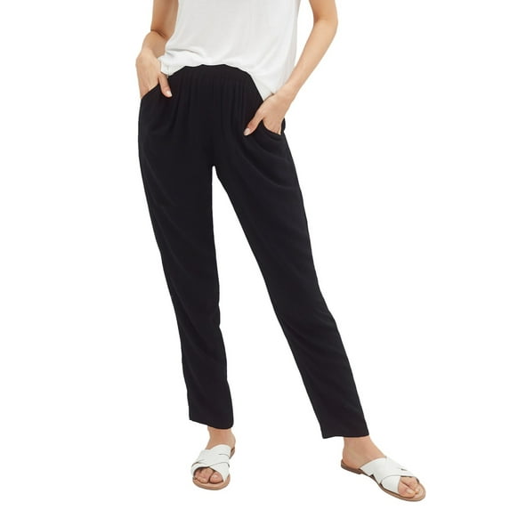 ellos Women's Plus Size Woven Soft Pants - 5X, Black