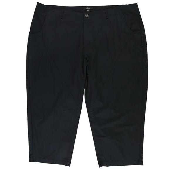 ellos Womens Solid Casual Cropped Pants, Black, Plus Size, 24W