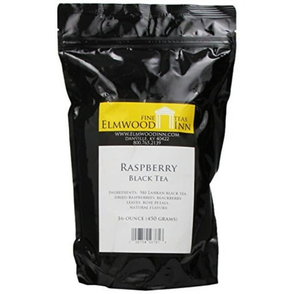 elmwood inn fine teas, raspberry black tea, 16-ounce pouch