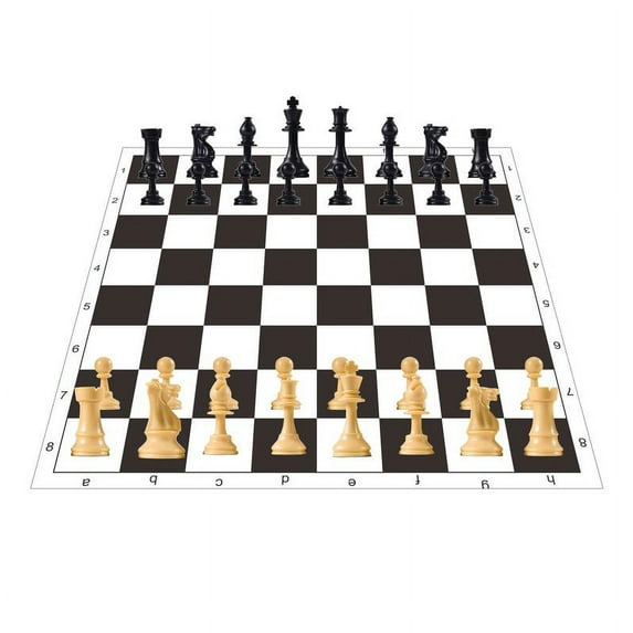 eloria 10" Inch Tournament CHESS Set Basic Plastic Pieces, Canvas Board Queens Game Chess Board Set