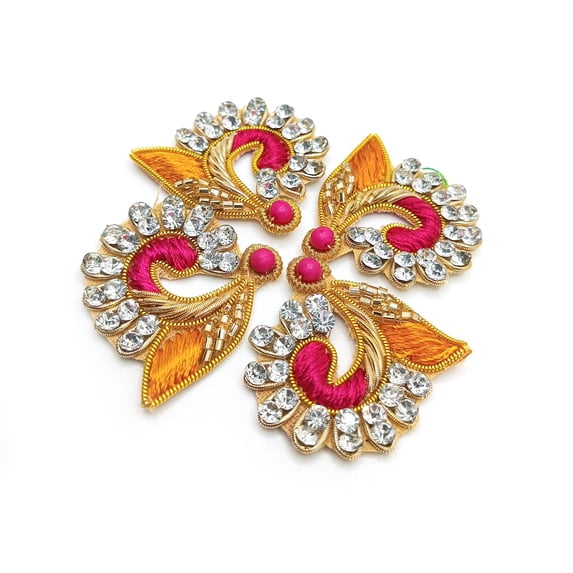 eloria 11pcs Flower Designer Embroidery Neck sew on Applique Patches/Decorative Patches for Clothes, Jackets, Jean's, Blouse, Saree, Dress Decoration(Multicolor)