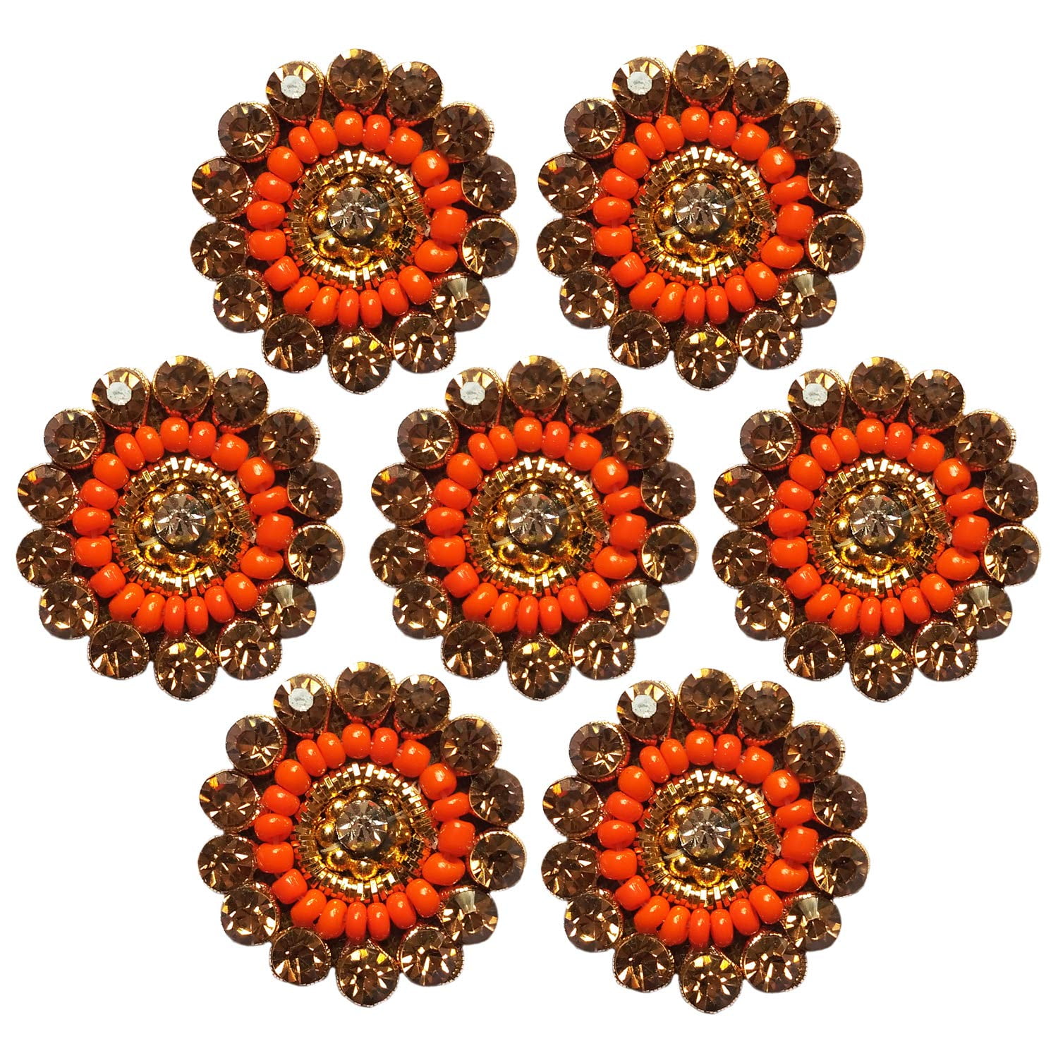 eloria 25pcs 2cm Embroidery Neck sew on Applique Patches Decorative Patches for Clothes Jackets Jean s Blouse Saree Dress Decoration Orange Walmart