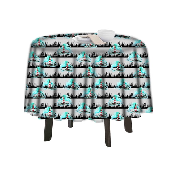 eloria Abstract Printed Round Table Cloth Resistant Washable Decorative Table Cover for Dining Table