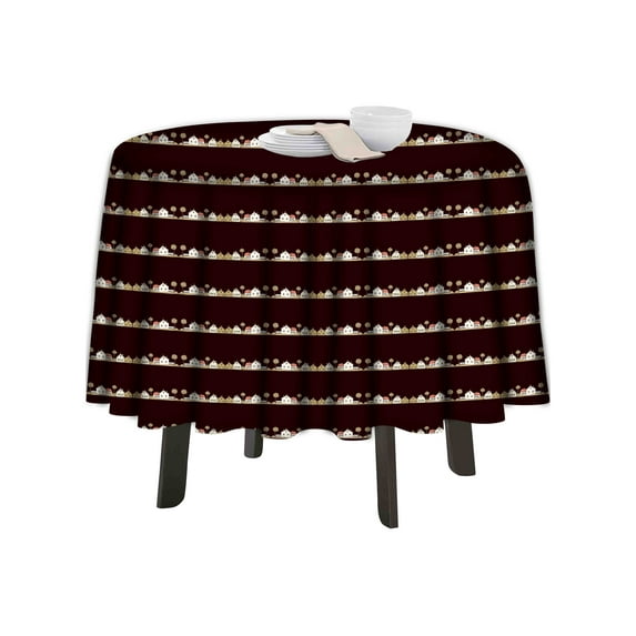 eloria Abstract Printed Round Table Cloth Resistant Washable Decorative Table Cover for Dining Table