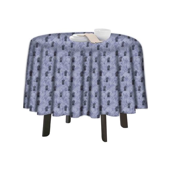 eloria Cactus Printed Round Table Cloth Resistant Washable Decorative Table Cover for Dining Table